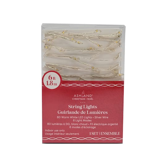 80ct. Warm White LED Firecracker String Lights on Silver Wire by Ashland®